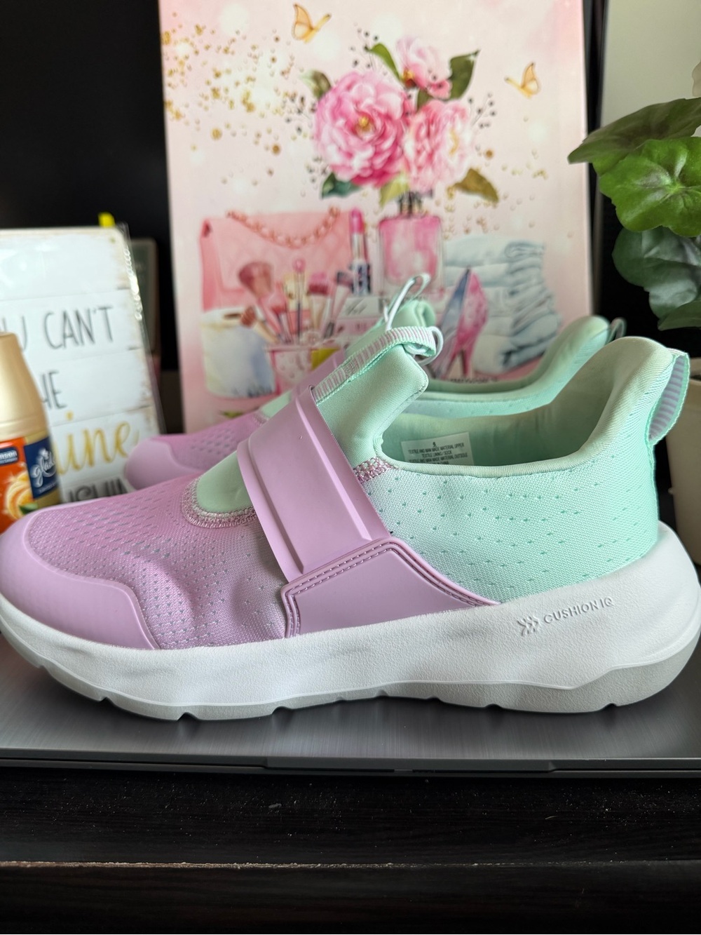all in motion Pink and Mint Slip-On Kids Sneakers